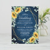 エレガントなひまわり ユーカリ 水彩 結婚式の招待状 招待状 (スタンド正面)
