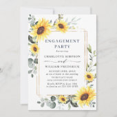 エレガントなひまわり ユーカリ ENGAGEMENT PARTY QR 招待状 (正面)