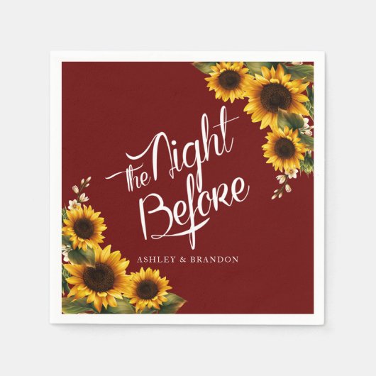 エレガントなひまわり 前夜のナプキン スタンダードカクテルナプキン (正面)