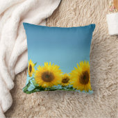 エレガントなひまわり 空の青い色合い クッション (ブランケット)