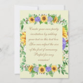 エレガントなひまわり & 青いアジサイ 招待状 (正面)