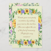 エレガントなひまわり & 青いアジサイ 招待状 (正面/裏面)