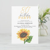 エレガントなひまわり 80歳の誕生日招待状 招待状 (スタンド正面)
