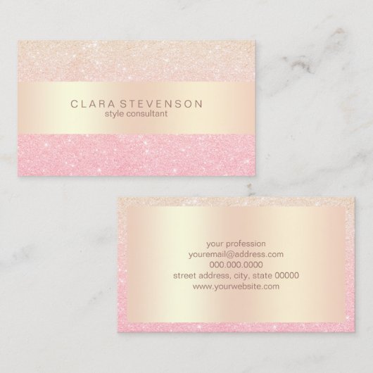 エレガントなひよこのばら色の金ゴールドのグリッターのスタイルのコンサルタント 名刺 (正面/裏面)