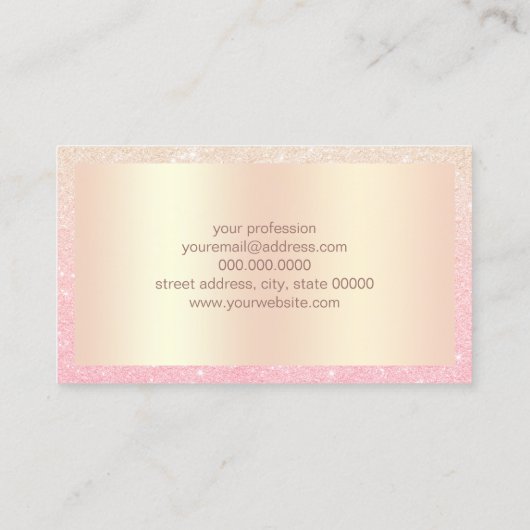 エレガントなひよこのばら色の金ゴールドのグリッターのスタイルのコンサルタント 名刺 (裏面)