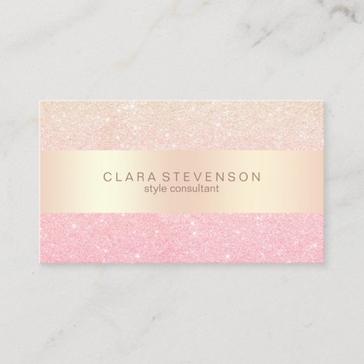 エレガントなひよこのばら色の金ゴールドのグリッターのスタイルのコンサルタント 名刺 (正面)