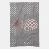 エレガントなひよこのばら色の金ゴールドのパイナップル水玉模様 キッチンタオル (縦)