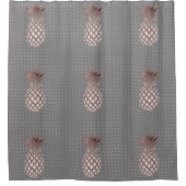 エレガントなひよこのばら色の金ゴールドのパイナップル水玉模様 シャワーカーテン (正面)