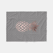 エレガントなひよこのばら色の金ゴールドのパイナップル水玉模様 フリースブランケット (正面(横))