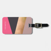 エレガントなひよこのばら色の金ゴールドのピンク灰色色のブロック ラゲッジタグ (正面横)