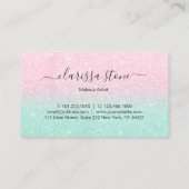 エレガントなひよこのばら色の金ゴールドのミントのグリッターのメーキャップアーティスト 名刺 (裏面)