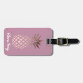 エレガントなひよこのゆとりのばら色の金ゴールドの熱帯パイナップル ラゲッジタグ (正面横)