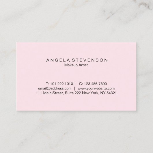 エレガントなひよこのパステル調ピンクの唇のロゴのメーキャップアーティスト 名刺 (裏面)