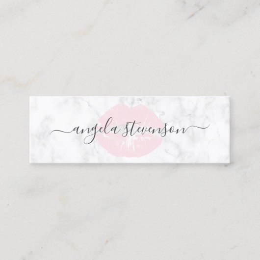 エレガントなひよこのピンクの唇の白人の大理石のメーキャップアーティスト スキニー名刺 (正面)