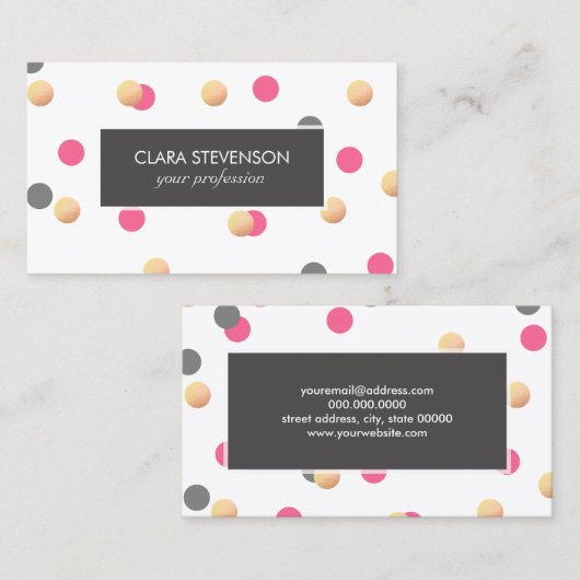 エレガントなひよこのフェイクな金ゴールドの灰色のピンクの紙吹雪は点を打ちます 名刺 (正面/裏面)