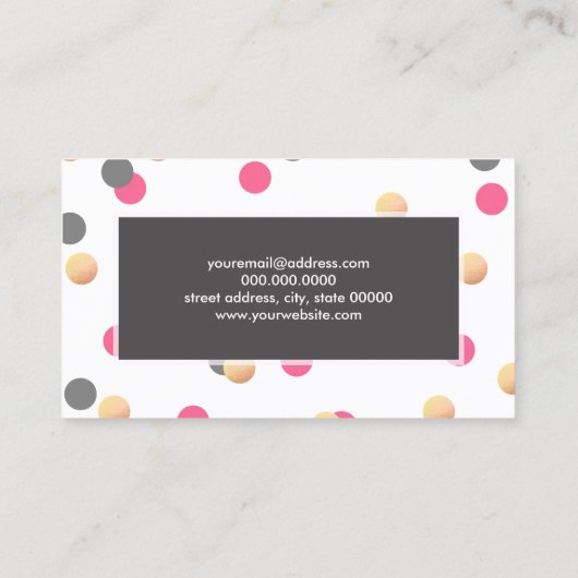 エレガントなひよこのフェイクな金ゴールドの灰色のピンクの紙吹雪は点を打ちます 名刺 (裏面)