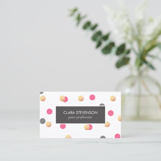 エレガントなひよこのフェイクな金ゴールドの灰色のピンクの紙吹雪は点を打ちます 名刺 (スタンド正面)
