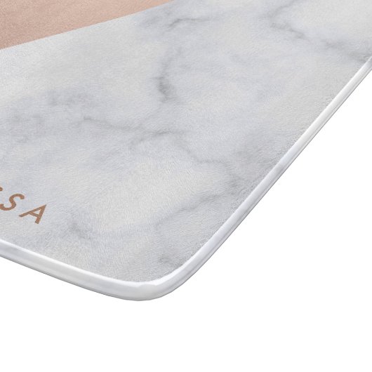 エレガントなひよこの幾何学的で白い大理石のばら色の金ゴールド カッティングボード (角)