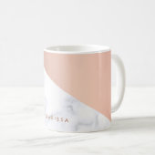 エレガントなひよこの幾何学的で白い大理石のばら色の金ゴールド コーヒーマグカップ (正面右)