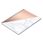 エレガントなひよこの幾何学的で白い大理石のばら色の金ゴールド ノートブック (左側)
