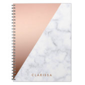 エレガントなひよこの幾何学的で白い大理石のばら色の金ゴールド ノートブック (正面)