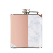 エレガントなひよこの幾何学的で白い大理石のばら色の金ゴールド フラスク (裏面)