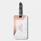 エレガントなひよこの幾何学的で白い大理石のばら色の金ゴールド ラゲッジタグ (裏面縦)