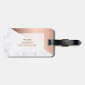 エレガントなひよこの幾何学的で白い大理石のばら色の金ゴールド ラゲッジタグ (裏面横)