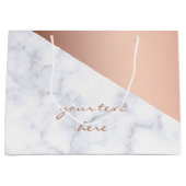 エレガントなひよこの幾何学的で白い大理石のばら色の金ゴールド ラージペーパーバッグ (正面)