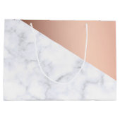 エレガントなひよこの幾何学的で白い大理石のばら色の金ゴールド ラージペーパーバッグ (裏面)