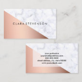 エレガントなひよこの幾何学的で白い大理石のばら色の金ゴールド 名刺 (正面/裏面)