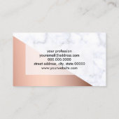 エレガントなひよこの幾何学的で白い大理石のばら色の金ゴールド 名刺 (裏面)
