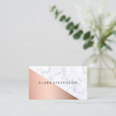 エレガントなひよこの幾何学的で白い大理石のばら色の金ゴールド 名刺 (スタンド正面)