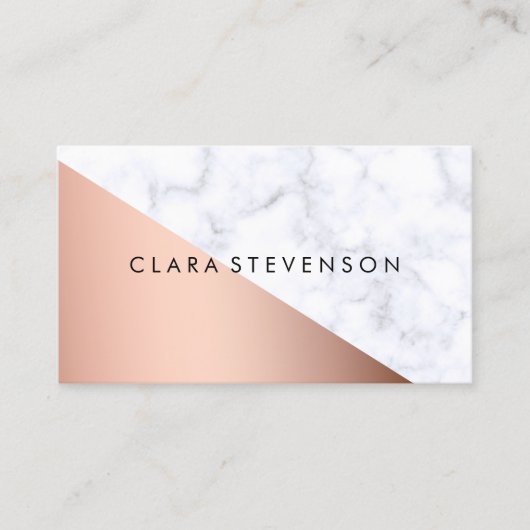 エレガントなひよこの幾何学的で白い大理石のばら色の金ゴールド 名刺 (正面)