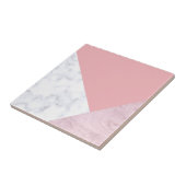 エレガントなひよこの幾何学的な白いパステル調ピンクの大理石 タイル (側面)