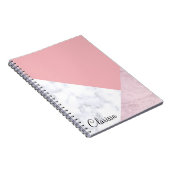 エレガントなひよこの幾何学的な白いパステル調ピンクの大理石 ノートブック (右側)