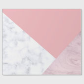 エレガントなひよこの幾何学的な白いパステル調ピンクの大理石 ラッピングペーパー (フラット)