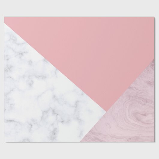 エレガントなひよこの幾何学的な白いパステル調ピンクの大理石 ラッピングペーパー (フラット)