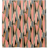 エレガントなひよこの抽象芸術の金ゴールドの黒の灰色の珊瑚のピンク シャワーカーテン (正面)