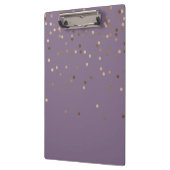 エレガントなひよこの魅力のばら色の金ゴールドの紙吹雪はバイオレットに点を打ちます クリップボード (左)