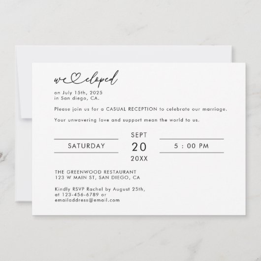 エレガントなふたりだけの結婚式 パーティ フォト ウェディング レセプション 招待状 (裏面)