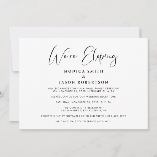 エレガントなふたりだけの結婚式 披露宴招待状 案内状 (正面)