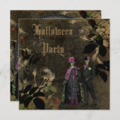 エレガントなぼろぼろのシックな骨組ハローウィンパーティ 招待状 (正面/裏面)