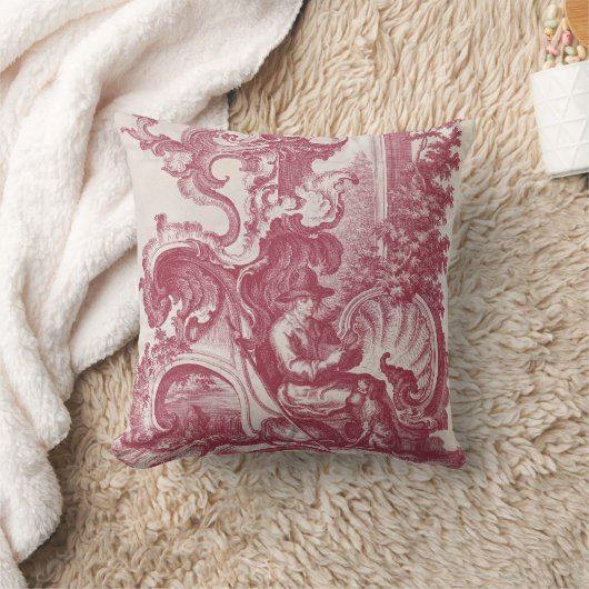 エレガントなぼろぼろのフランスので赤く旧式な刻むToile クッション (ブランケット)