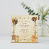 エレガントなまぐさ桶及びテディのヴィンテージのベビーシャワーの招待 招待状 (スタンド正面)