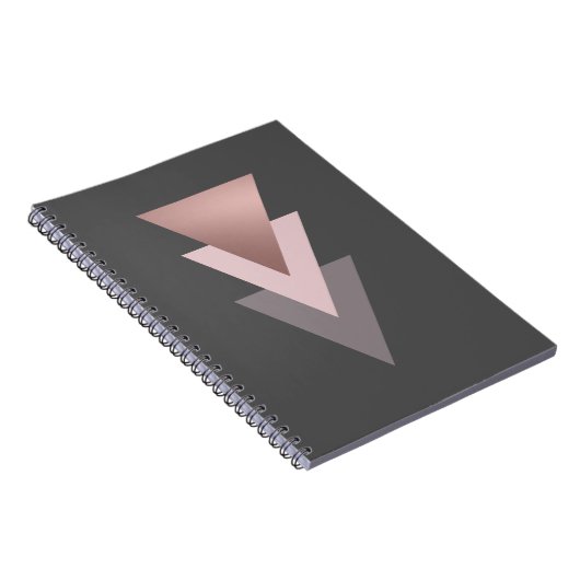 エレガントなゆとりのばら色の金ゴールドホイルの幾何学的な三角形 ノートブック (右側)