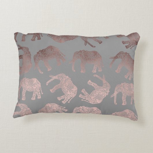 エレガントなゆとりのばら色の金ゴールド種族象パターン アクセントクッション (裏面)