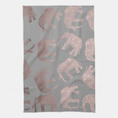 エレガントなゆとりのばら色の金ゴールド種族象パターン キッチンタオル (縦)