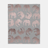 エレガントなゆとりのばら色の金ゴールド種族象パターン フリースブランケット (正面)