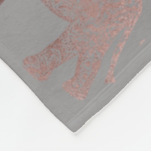 エレガントなゆとりのばら色の金ゴールド種族象パターン フリースブランケット (角)